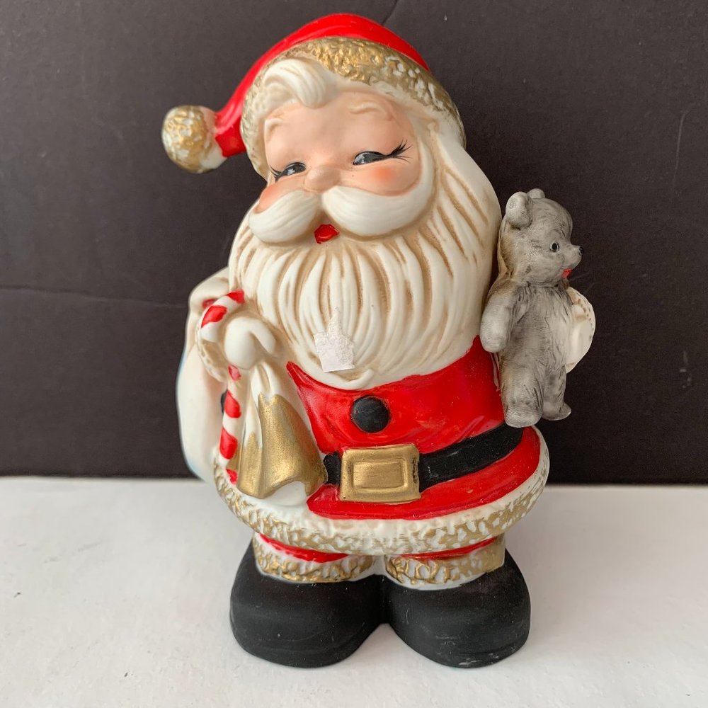 Vintage Homco Santa Figurine in Red and Gold